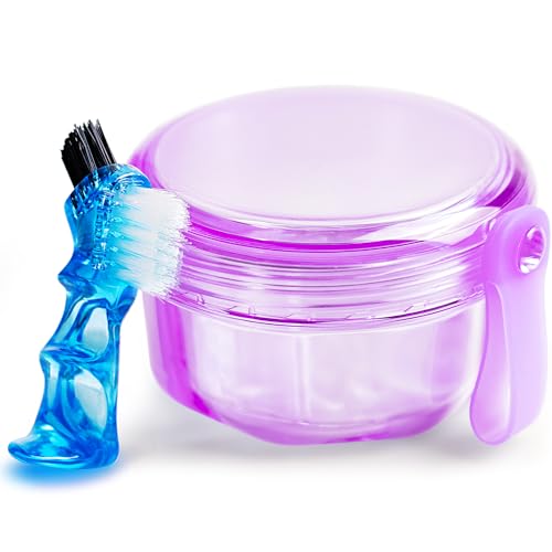 Leak Proof Purple Denture Cups for Soaking...