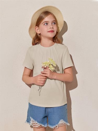 Image of Haloumoning Girls Pleated T Shirts Kids Summer Short Sleeve Fashion Tops Tees 5-14 Years