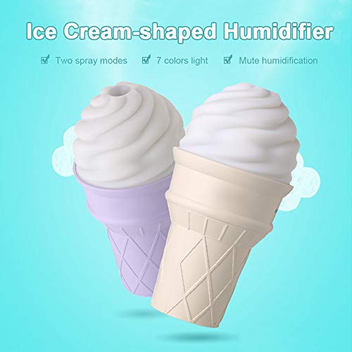 Anself Car Interior Office Umidificador de ar em forma de sorvete Mini criativo USB Night Lamp Umidi