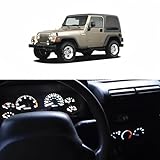 WLJH White Instrument Panel Cluster Speedometer Tach Gauge Odometer Oil Temp Dashboard Indicator Light Bulb LED Package for Jeep Wrangler TJ 2001-2006