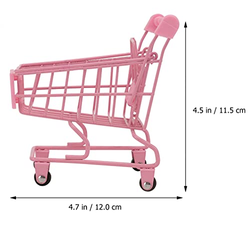 Housoutil 2Pcs Mini Shopping Cart Handcart Shopping Trolley Mobile Holder Storage Basket Novelty Storage Container For Birthday Shower Table Centerpiece Decoration Gifts #TOP1