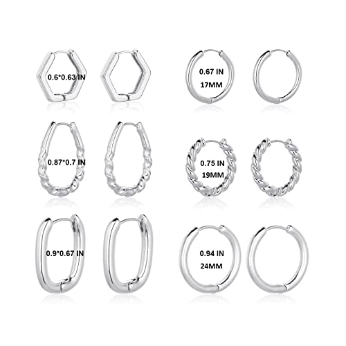 Image of Wgoud 6 Pairs Chunky Gold Hoop Earrings for Women, 14K Gold Plated Hoop Earrings Hypoallergenic, Thick Lightweight Twisted Huggie Hoops Earring Set for Women's Jewelry GIfts