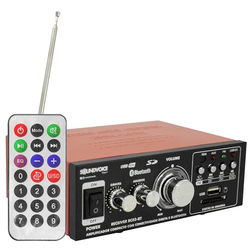 Amplificador Receiver RC02BT USB SD FM Bluetooth Soundvoice