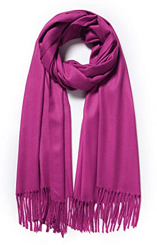 Cindy & Wendy Women's Pashmina Shawl Wrap for Evening Dress Bridesmaid Wedding Bridal Winter Warm Large Soft scarf (Dark Fuchsia)