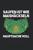  Saufen Ist Wie Maishäckseln Hauptsache Voll: Mais Maisernte Maishäcksler Maisfieber Notizbuch Notizheft Schulheft 6 x 9 Zoll Kariert Geschenk