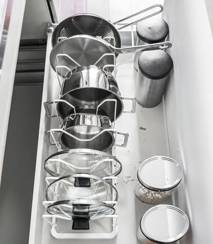 Yamazaki 3840 Tower Extendable Lid & Pan Holder, White, Abs Resin/Steel, 45~82 X 20 X 17.5 Cm - 7