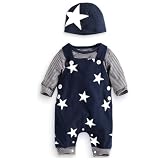 SFreeBo Babykleding voor jongens, 3-delig, winter babykleding, outfit, set, lange mouwen, katoen, gestreept, pasgeborenen, babykleding voor jongens van 3-18 maanden, Donkerblauw, 3-6 Maanden