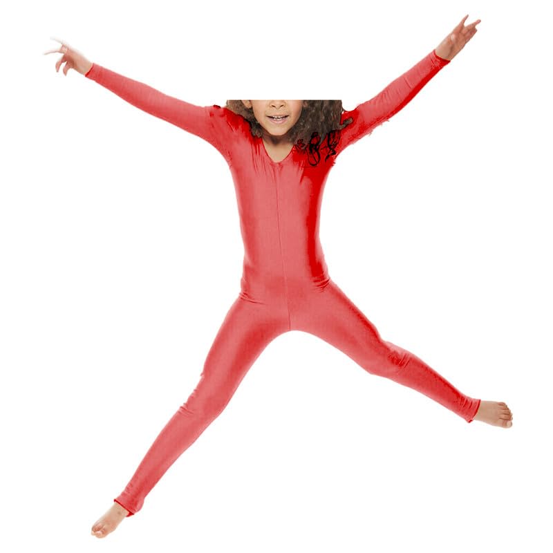 R&N FASHIONS - Girls Shiny Nylon Long Sleeve Stirrup Catsuit - Full Body - Leotard – Performance Wear- Comfortable Fit - Perfect for Dance, Ballet, Gymnastics