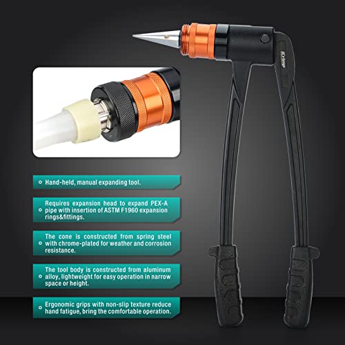 Icrimp Pex-A Expander Tool Kit With Self-Rotary Expansion Heads 1/2,3/4 And 1-Inch,Pex Cutter Included For Uponor Propex,Wirsbo #TOP3