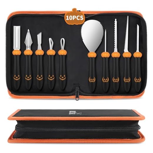 Pumpkin Carving Kit Tools Halloween, CHRYZTAL Professional Heavy Duty Carving Set, Stainless Steel Double-side Sculpting Tool Carving Knife for Halloween Decoration Jack-O-Lanterns, Gift for Halloween