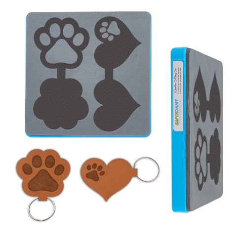 SUPERDANT Paw Print of Love Pendant Leather Die Keychain Decor Wooden Die Cutter Leathers Cutting Dies DIY Art Crafts Leathers Dies Cutter for Men Women Leather Making for Handmade Lover Gifts