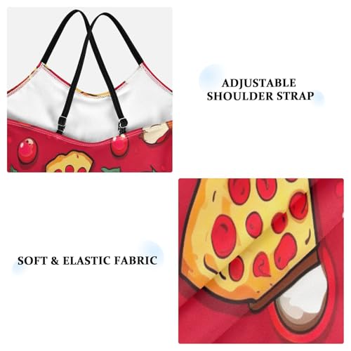 Cartoon Pizza Red Swimming Suit for Girls, Beach Swim Suits Kids, 3-10T Girls Athletic Swimsuit3