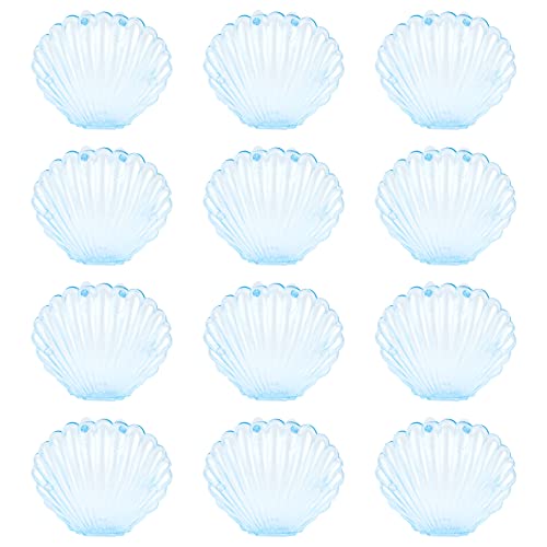 AUEAR, 15 Pack Clear Blue Seas Shells Jewelry Box Seashell Mini Candy Boxes Plastic for Wedding Decorations Gifts