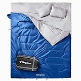 KingCamp Queen Size Sleeping Bag 26 F/-3C with 2 Pillows and Compression Bag (Blue)