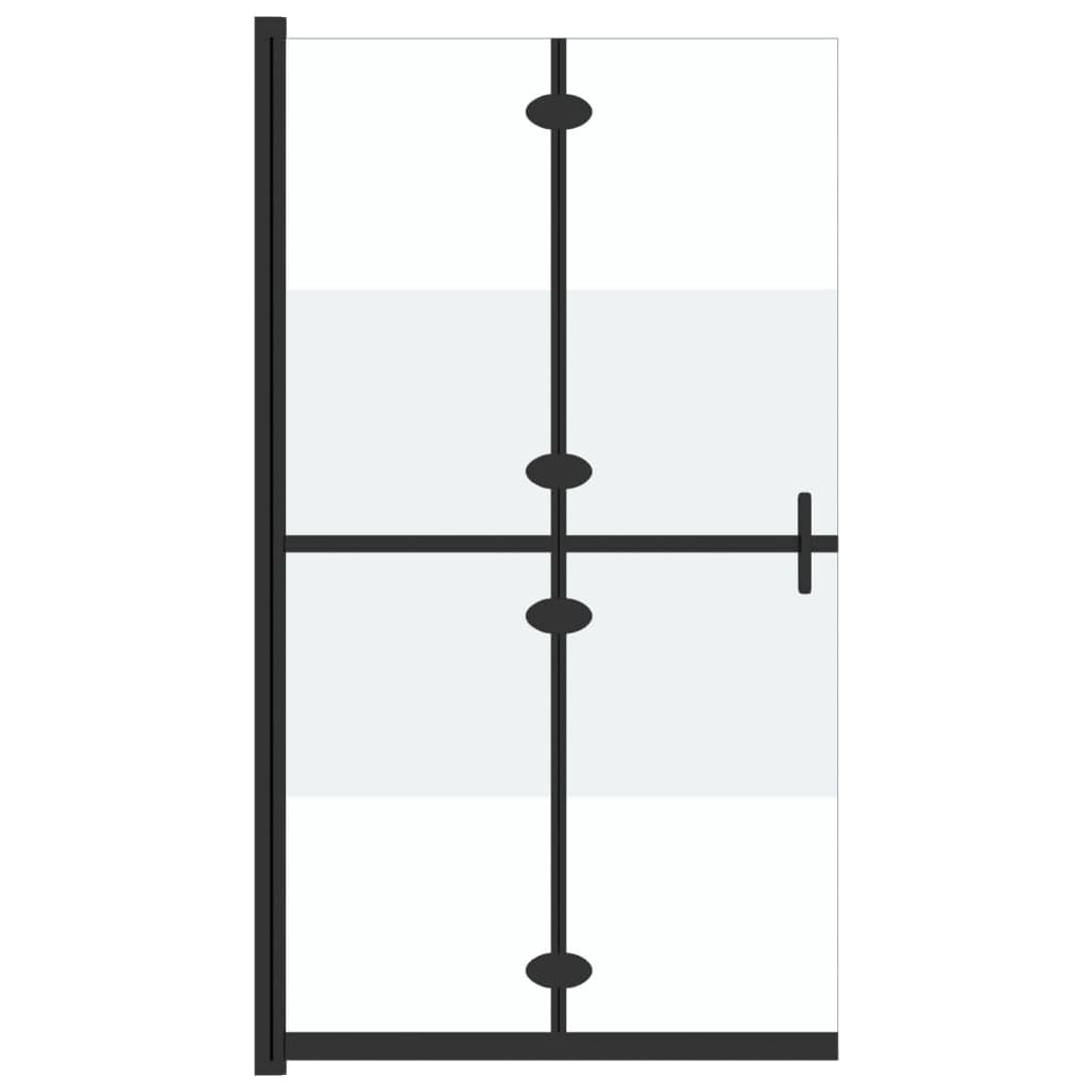 Vidaxl Foldable Walk-In Shower Wall Half Frosted Esg Glass Shower Cubicles