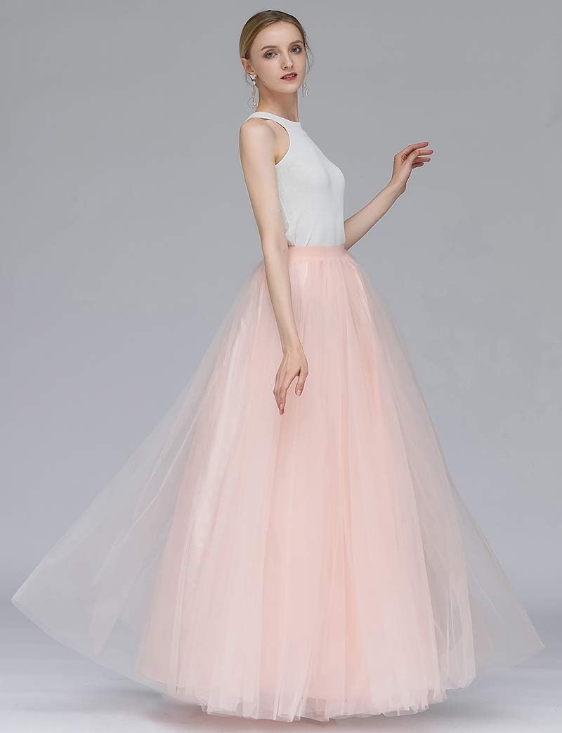 EllieHouse A Line Long Full Bridesmaid Tulle Skirt for Wedding Evening Party Prom P68