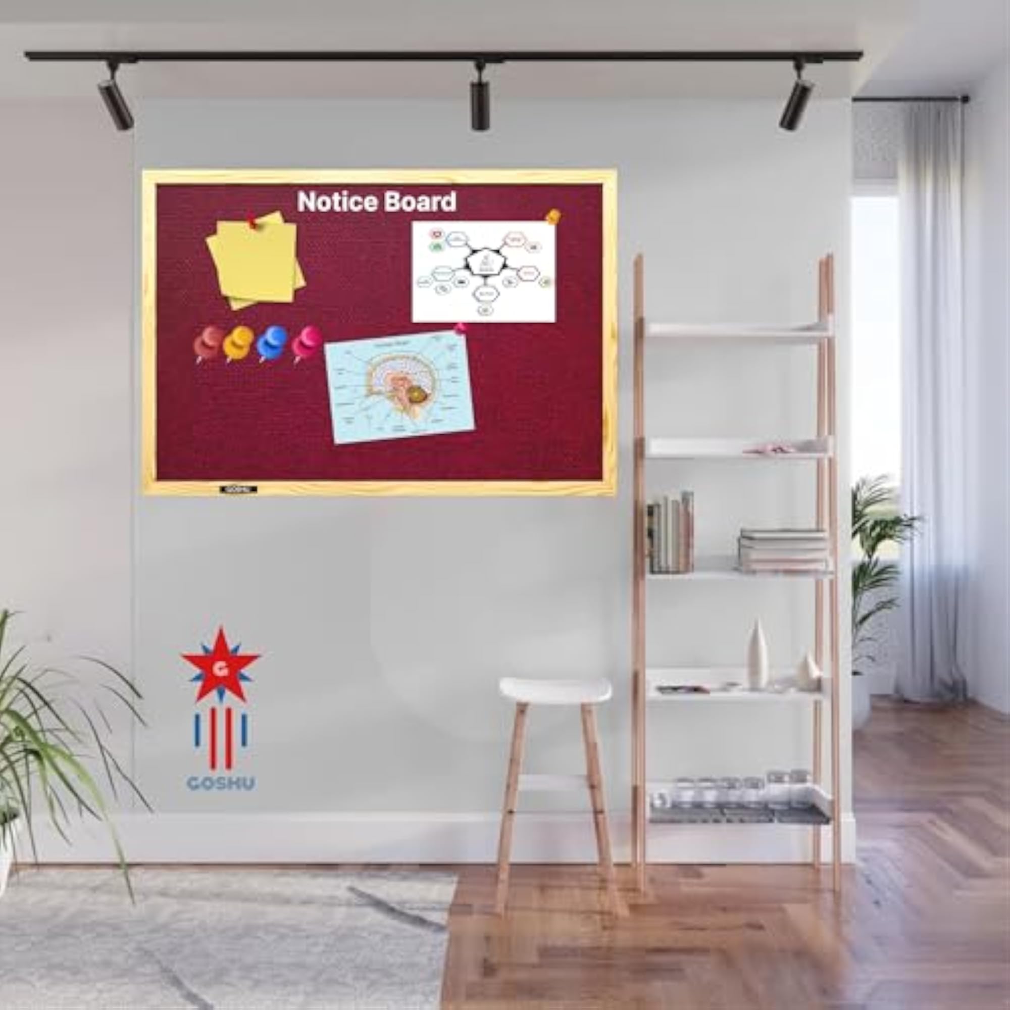 Natural Wooden Frame Pin-up Board for Office