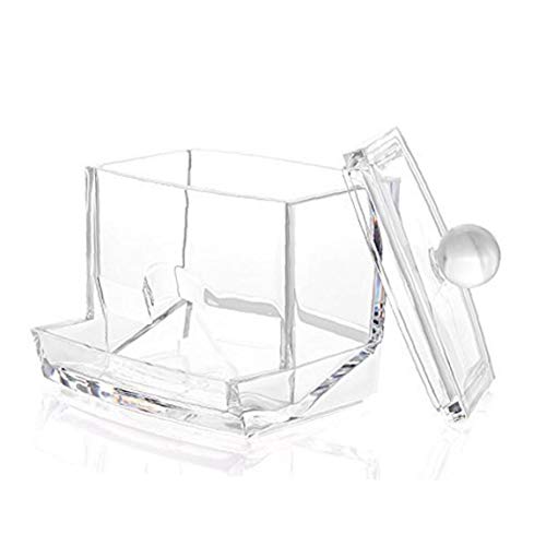 Preisvergleich Produktbild hong Wu Wattepad Halter Acryl Container Kristall kosmetisches Aufbewahrungsbehälter aus Kunststoff-Verfassungs-Fall für Badezimmer Nützlich
