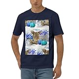 Bonita camiseta de manga corta para hombre, diseño de conejo de huevos de Pascua, tela elástica suave, cómoda, ajuste moderno para el hogar, azul marino, L