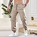 Cargo Pants Grey Men Fashion Elastic Wasit Joggers with Pockets Lightweight Fall Loose Fit Trousers Ankle Cuff Slim