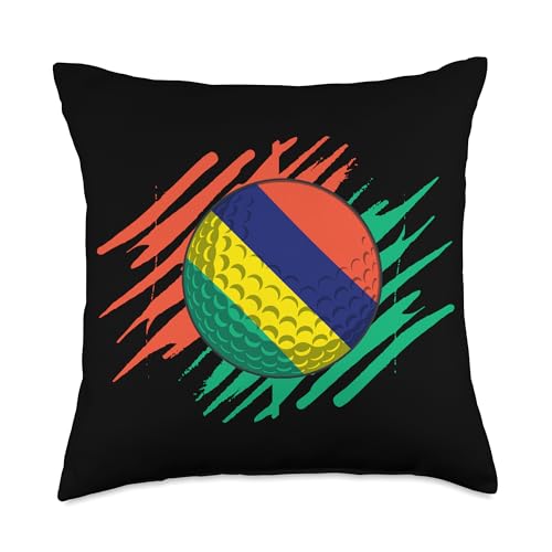 Mauritius Golf Flag Throw Pillow 18x18 Multicolor