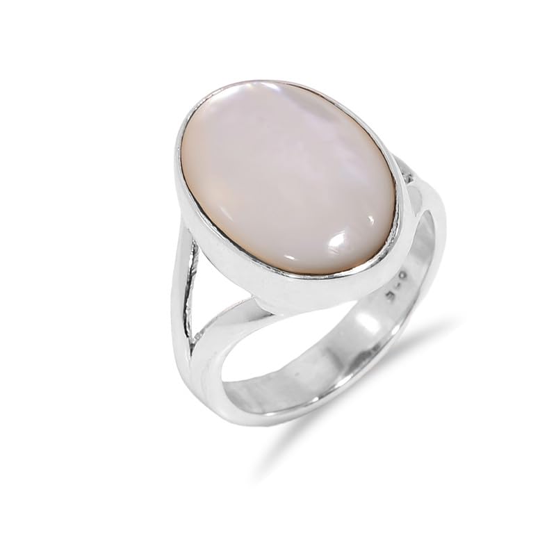 Bague fiançailles nacre et argent minimaliste pour porter au quotidien