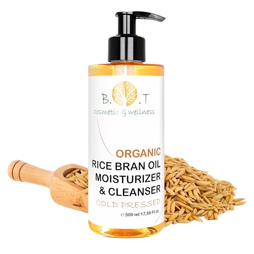 Huile de son de riz démaquillante naturelle, soin cheveux secs et hydratation corps 500 ml