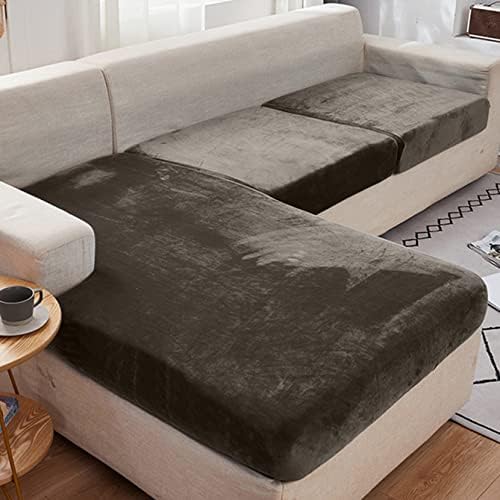 Velvet Sofa Seat Cushion Cover, 1/2/3/4 Seaters L-Shaped Couch Seat Slipcover, Furniture Protector Cover Separated (Blue,1 Seater)