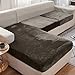 Rosnek Sitzkissenbezug Sofa, Stretch Samt Sofabezug, Elastische Couch Kissenbezüge, Sofasitzbezug Schonbezug Schutz, Bezug für Sofa Sitzkissen 3-Sitzer, Khaki