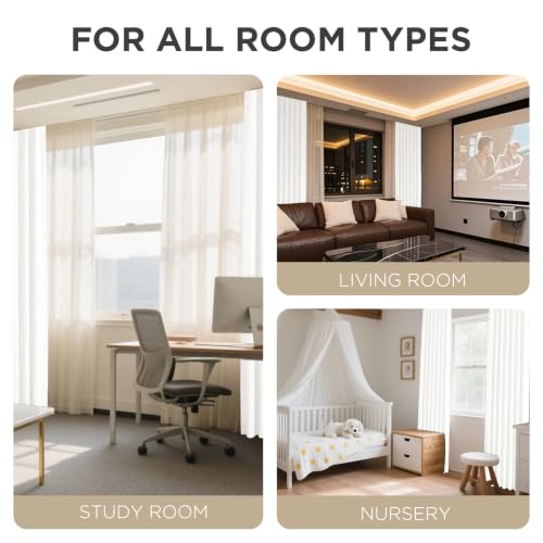 Image of Joydeco Blackout Curtains for Bedroom - 100% Light Blocking 2 Panels Set Ivory Drapes 37 inch W x 63 inch L, Thermal Insulated Room Darkening Curtains, Linen Textured for Living Room, Rod Pocket & Back Tabs