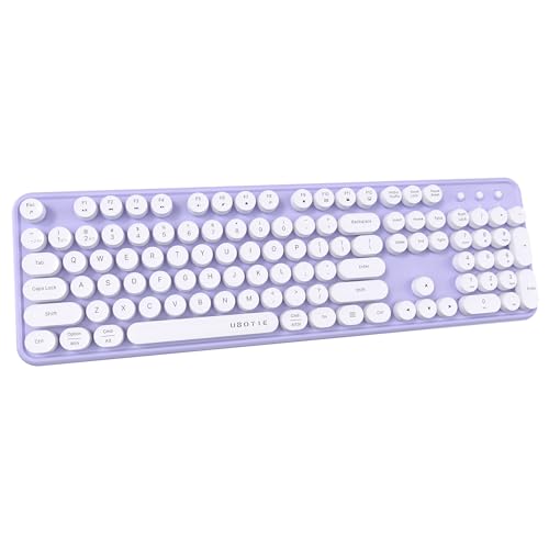 UBOTIE Colorful Wireless Bluetooth Keyboard, Dual Mode (Purple-White) by UBOTIE - Used condition - US$15.87