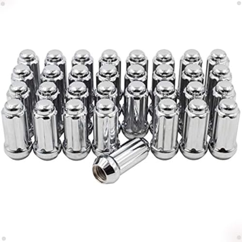 Image of Wheel Accessories Parts 32 Pcs 9 /16 inch-18 Thread Truck 2.25 inch Long Spline Lug Nuts Chrome 6 Spline Hex Fits Ram 2500 3500 | Ford F250 F350 | Chevrolet GMC C20 K20 K30 K35 C2500 C3500