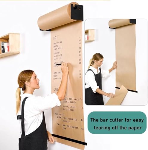 Support mural pour rouleau de papier avec cutter, design en acier durable pour gribouiller le dessin et les travaux manuels