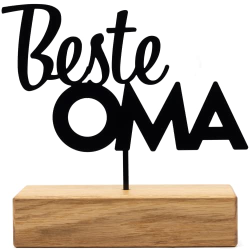 Rerum & Consilium Best Oma - Expositor de madera y metal de alta calidad, decoración industrial moderna con madera y metal, 21 x 18 cm, regalo para abuela, cartel Cover