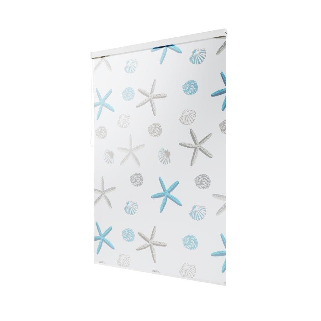 Store de douche semi-cassette 14 motifs et 13 largeurs au choix - Noir, vert, blanc, transparent, bleu, gris clair (Oceanic, 120 x 240 cm)