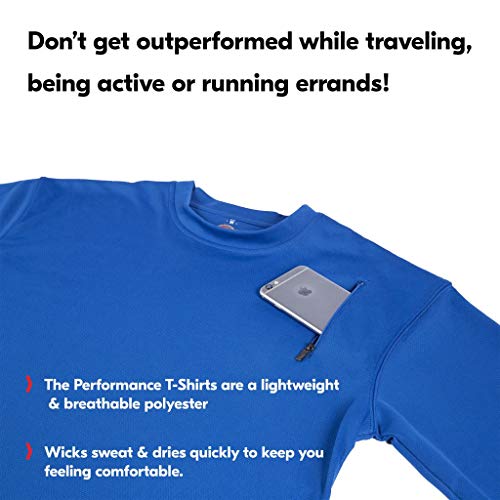 SCOTTeVEST Performance Short Sleeve - Athletic Workout Clothes Men - 3 Pockets (BK, L) Black