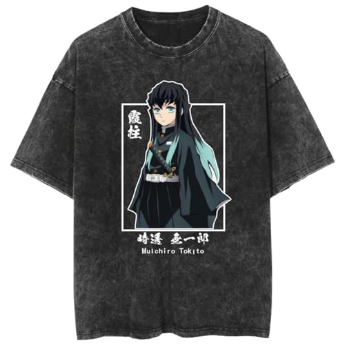 BUIWOT Anime Grafik Print T-Shirt T-Shirt Übergröße Baumwolle Tshirts Kurzarm Muichiro Tokito Schwarz Tops-Black||x_s BUIWOT Anime Grafik Print T-Shirt T-Shirt Übergröße Baumwolle Tshirts Kurzarm Muichiro Tokito Schwarz Tops-Black||x_s