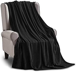 KALAHOL Fleece Blanket Sofa Throw, Fluffy Soft Warm Blanket for Bed and Couch, Versatile Blanket Single Fit All Season, Super Soft Fluffy Flannel Blanket for Couch, Travel, Single, 130*150cm, Black