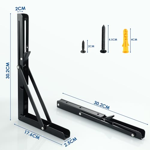 Equerre pliable robustes de 30 cm support etagere murale console rabattable - 3