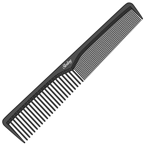 Styling Comb | Professional 7" Black Carbon Fiber Anti Static Chemical And Heat Resistant Comb For All Hair Types | Fine and Wide Tooth Comb For Men and Women | By Sterling Beauty Tools (Single)