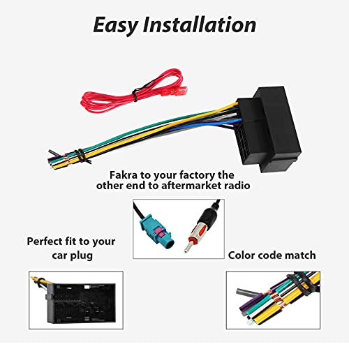 Red Wolf Car Stereo Wiring Harness Antenna Adapter Plug Compatible With Dodge Ram 2013-2020, Jeep 2014-2020, Chrysler 2015-2020 Aftermarket Stereo Nav Cable Connector No Factory Premium Amp #TOP3