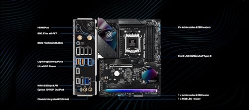 Image of ASRock AMD B850 Phantom Gaming Riptide WiFi 7 Socket AM5 Ryzen 9000 /8000 /7000 Series DDR5 8000+ (OC) MHz 256GB ATX Motherboard M.2 SATA3 6.0 Gb /s PCIe 5.0
