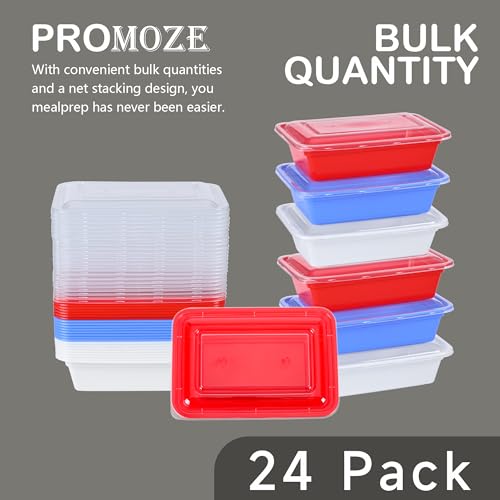 Image of LOKATSE HOME 24 Pack Multi-Color Meal Prep Food Storage Containers with Lids Reusable Lunch Bento Boxes, BPA Free, Stackable, Microwave /Dishwasher /Freezer Safe