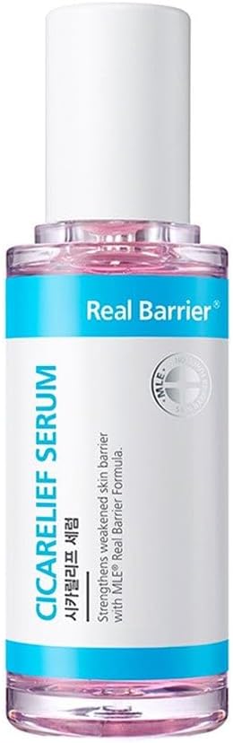 Real Barrier Cicarelief Serum, Revitalizing Centella-Calming Complex Pink Vitamin Serum for Uneven Sensitive Acne Skin, Spot Care with Cica, Reducing Wrinkles, Calamine, 1.35 Fl Oz, 40ml