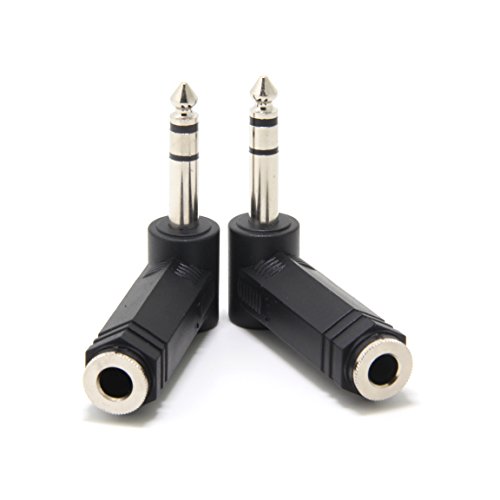 Adaptador de audio estéreo 6.35mm angulado 2 piezas miniatura 6