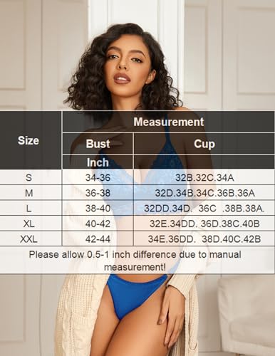 Image of Avidlove Lace Bralette for Women Sexy Wireless Bralettes Non Padded Bralette V Neck Minimizer Lingerie
