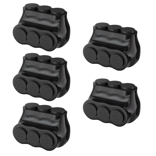 KERWINN 5PCS 3 Port Single-Sided Entry Insulated Multi Tap Connector 2-0-6 AWG, Electrical Splice Connector, Black Vinyl Coated, Dual-Rated for Copper and Aluminum Wires