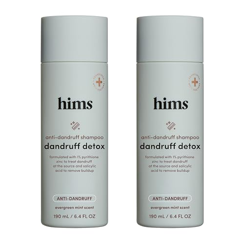 hims Dandruff Detox Anti Dandruff Shampoo, 2 Pack – Anti Dandruff Shampoo for Dry, Itchy Scalp with Pyrithione Zinc 1% and Argan Oil – Paraben Free, Sulfate Free – Evergreen Mint – 2 x 6.4 fl oz