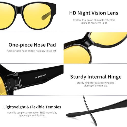 Image of GEGURI Polarized Sunglasses Fit Over Glasses for Men Women, Oversized Square Sun Glasses UV400 Protection Shades