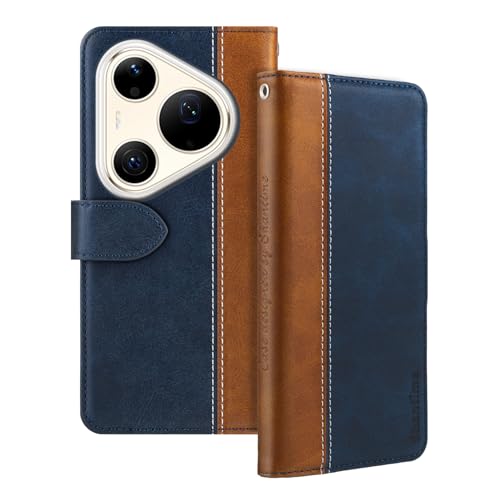 Shantime ���U�[�t���b�v�P�[�X Huawei Pura 90 Pro Max 4G �Ƃ̌݊������� �J�[�h�z���_�[�t�� RFID�u���b�N �}�O�l�b�g�L�b�N�X�^���h �X�����t�B�b�g �r�W�l�X�ی�J�o�[(�u���[)